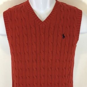 Polo Mens  100% cotton red cable knit vest